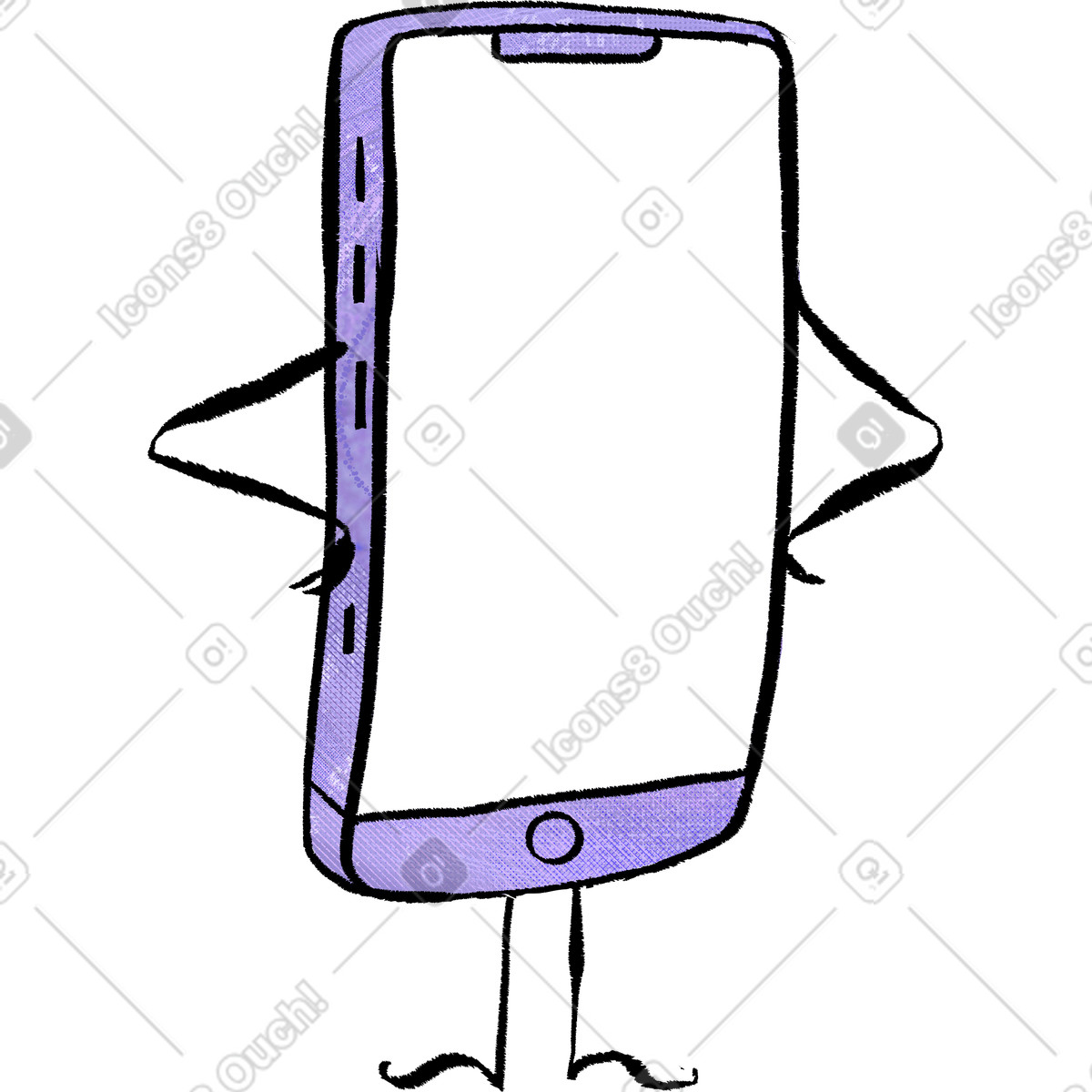 下载 Doobry 风格的 Phone with hands on waist 插画，支持 PNG、SVG 格式