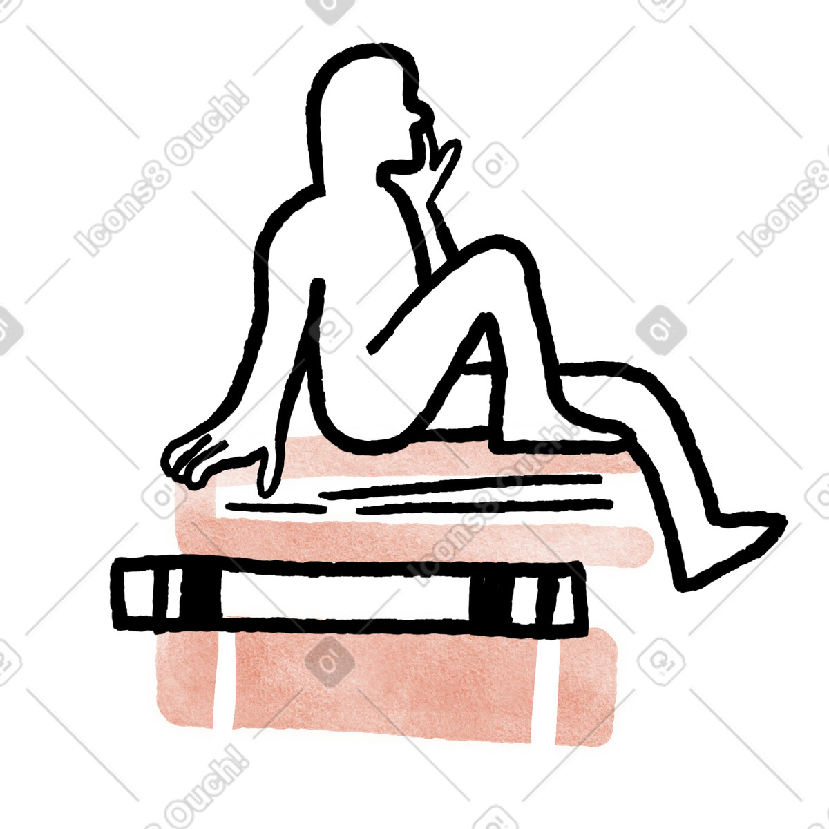 Ilustração de Education concept with human outline sitting comfortably on books em no estilo Anthropic Claude Hand Drawn para baixar em PNG, SVG