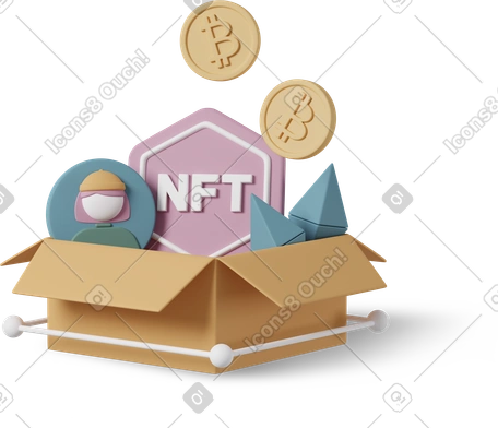ビジネス Casual life スタイルの 3D nft box のイラストをPNG、SVG形式でダウンロード