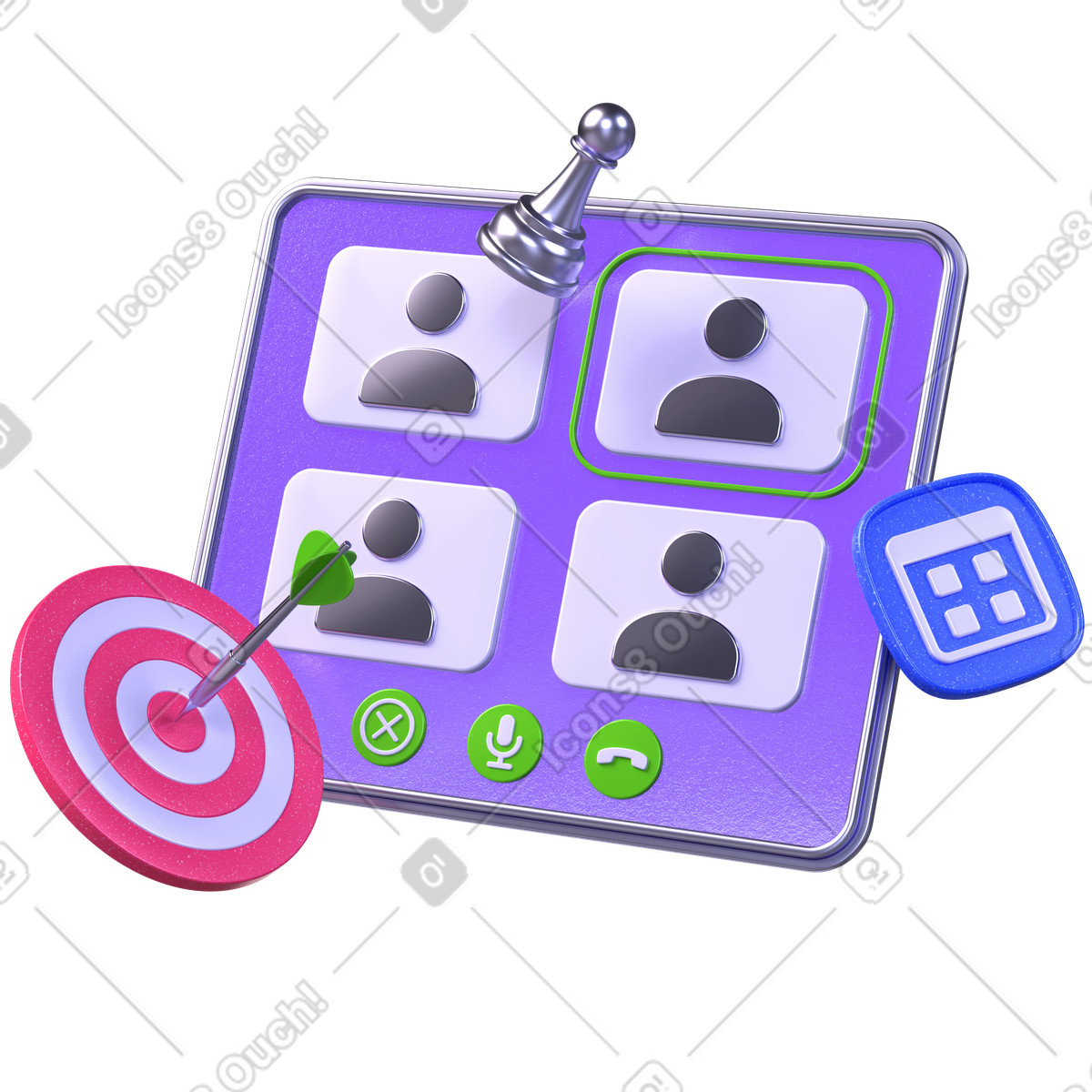 Team meeting, Video conference, Remote Collaboration illustration in 3D Boost style download in PNG, SVG