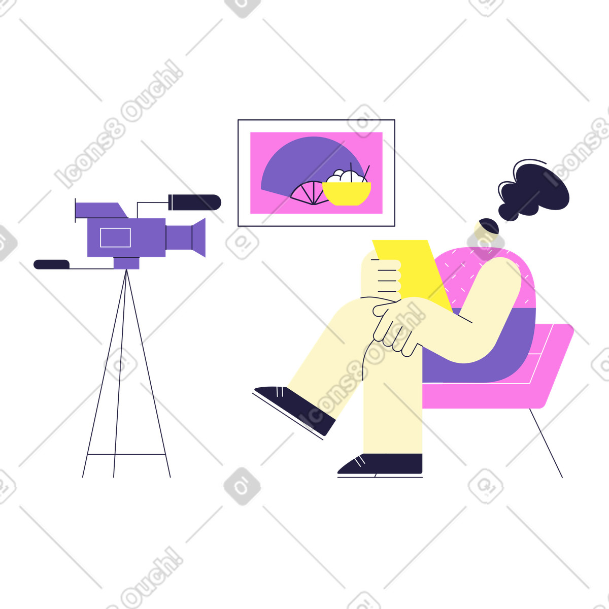 Video-blog zu asiatischem essen-Illustration im Mellow-Stil als Download in PNG, SVG