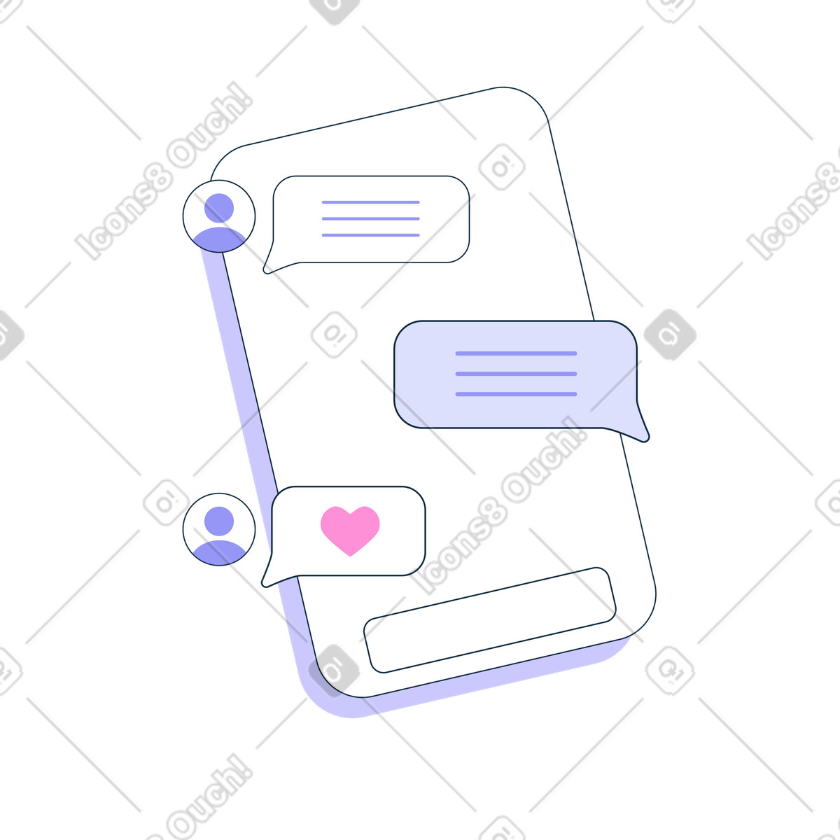 Smartphone with chat messages illustration in PNG, SVG