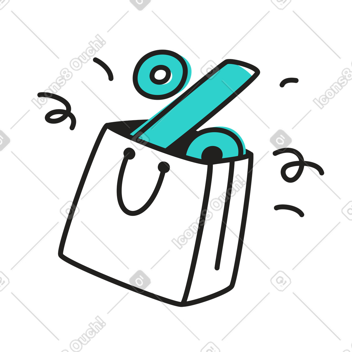 Discount in shopping bag illustration Little style download PNG, SVG