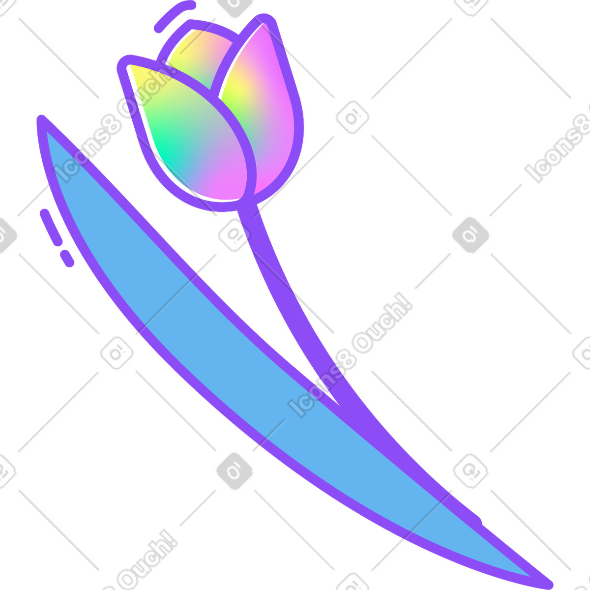 Holographic スタイルの チューリップ のイラストをPNG、SVG形式でダウンロード
