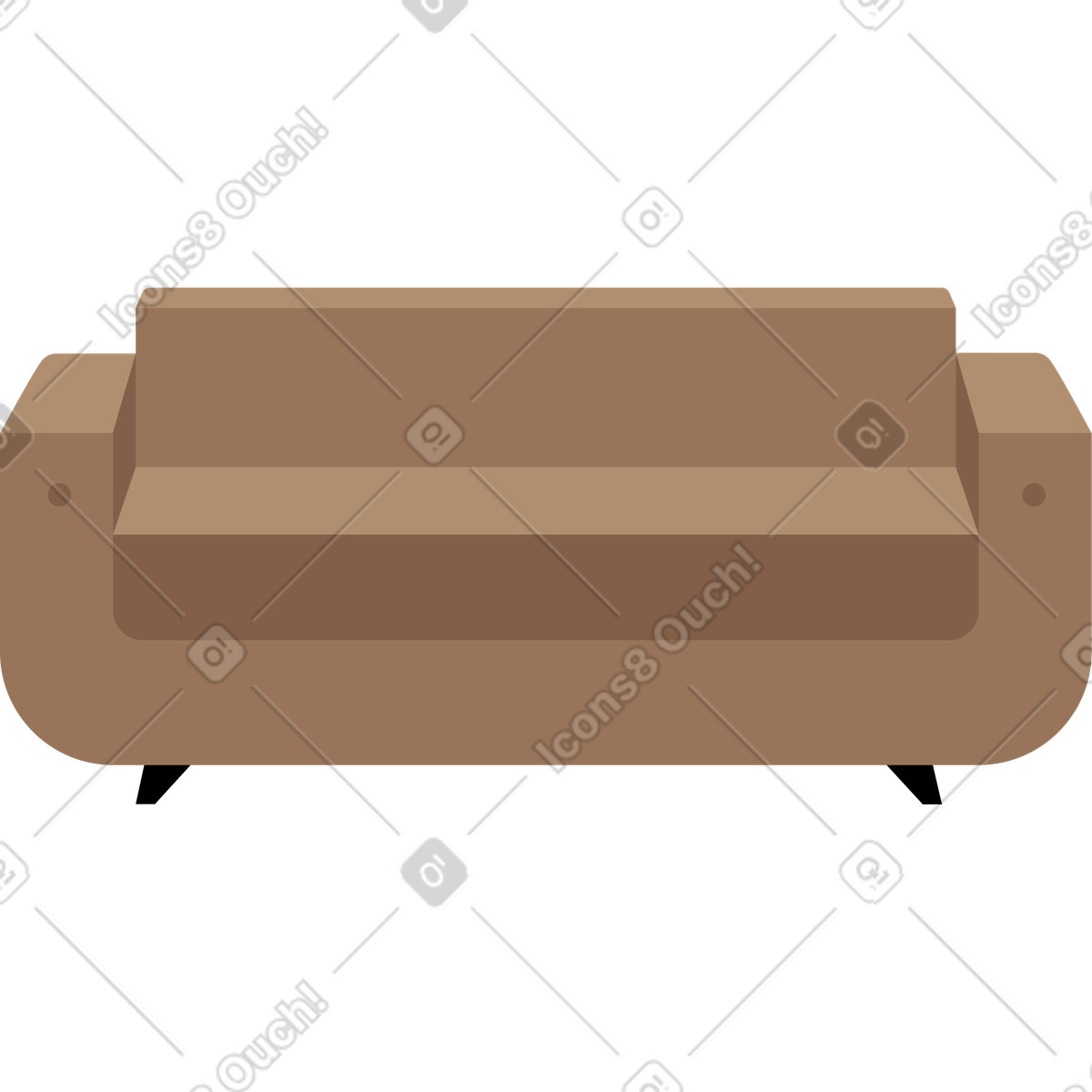 Divano marrone illustrazione in stile Lagom scarica in PNG, SVG