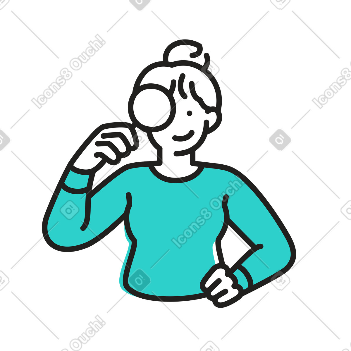 Woman searching something with magnifying glass illustration in Little style download in PNG, SVG