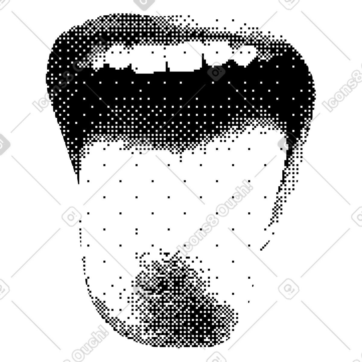 Open mouth with tongue illustration in Bitmap style download in PNG, SVG