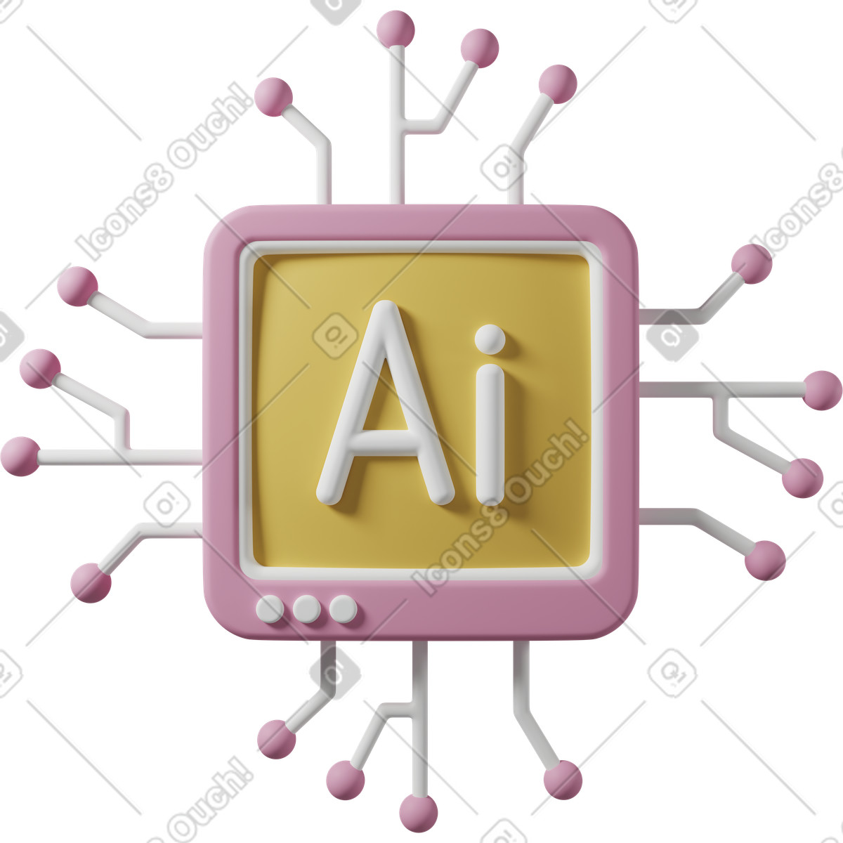Ilustración Chip de inteligencia artificial en estilo 3D Casual life a descargar en PNG y SVG