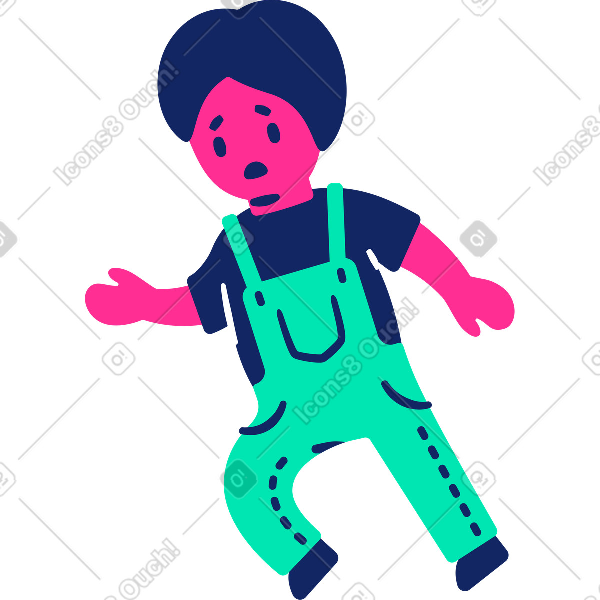 Illustration Enfant triste en cours d'exécution dans le style Cyborg à télécharger aux formats PNG, SVG