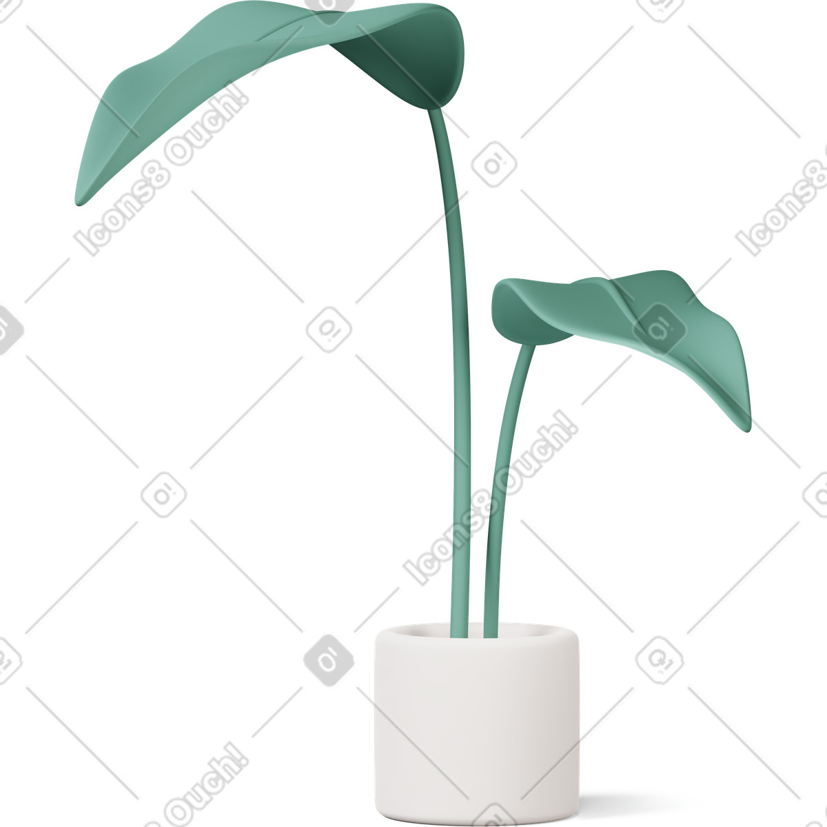 Vase with flowers illustrazione in stile 3D Casual life scarica in PNG, SVG