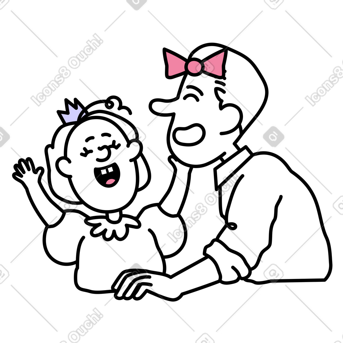下载 Notes 风格的 年轻人和他的女儿一起玩耍 插画，支持 PNG、SVG 格式
