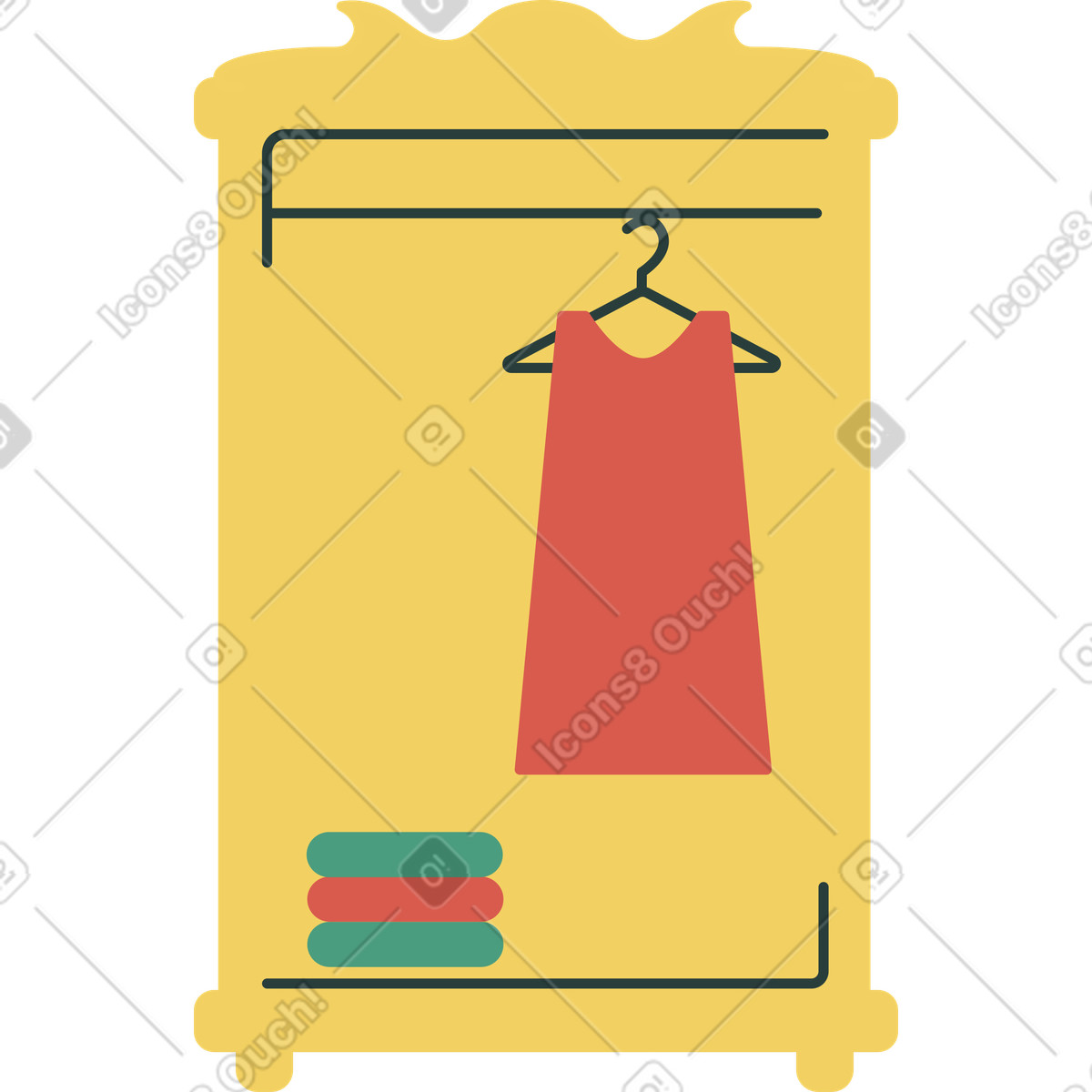 Closet with clothes illustration in Macaroni style download in PNG, SVG