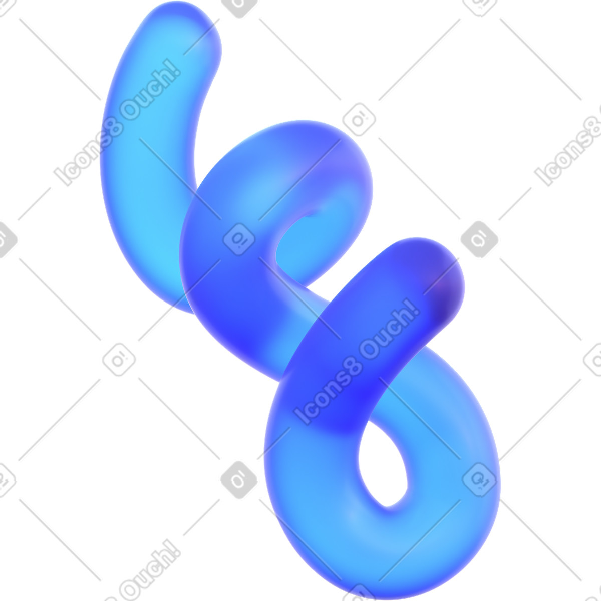 Twisted line illustration in 3D Glassy style download in PNG, SVG