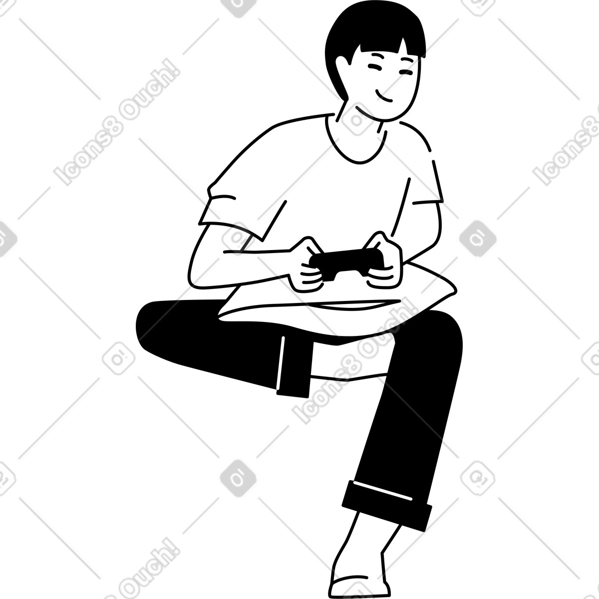 Young man with a gamepad illustration in Weekday style download in PNG, SVG