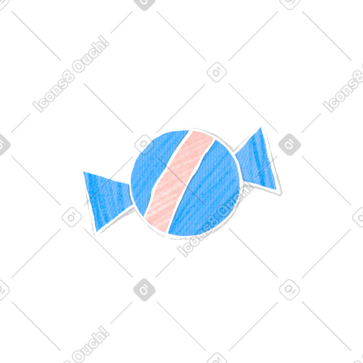下载 Crafty 风格的 蓝色包装的圆形糖果 插画，支持 PNG、SVG 格式
