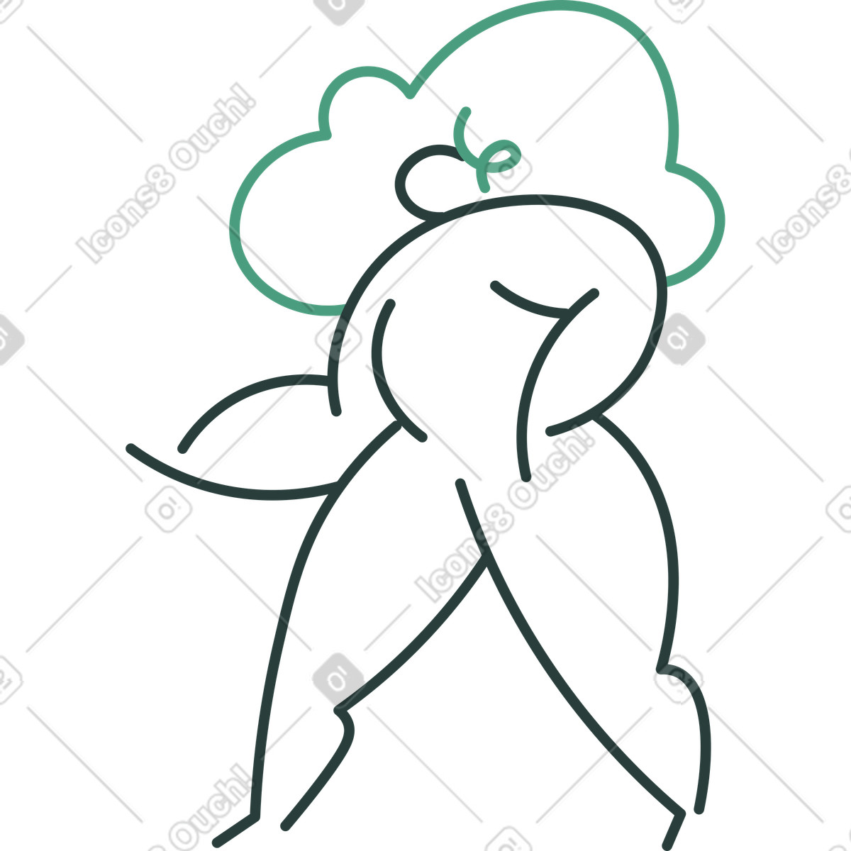 Ilustración Naked woman walking en estilo Macaroni a descargar en PNG y SVG