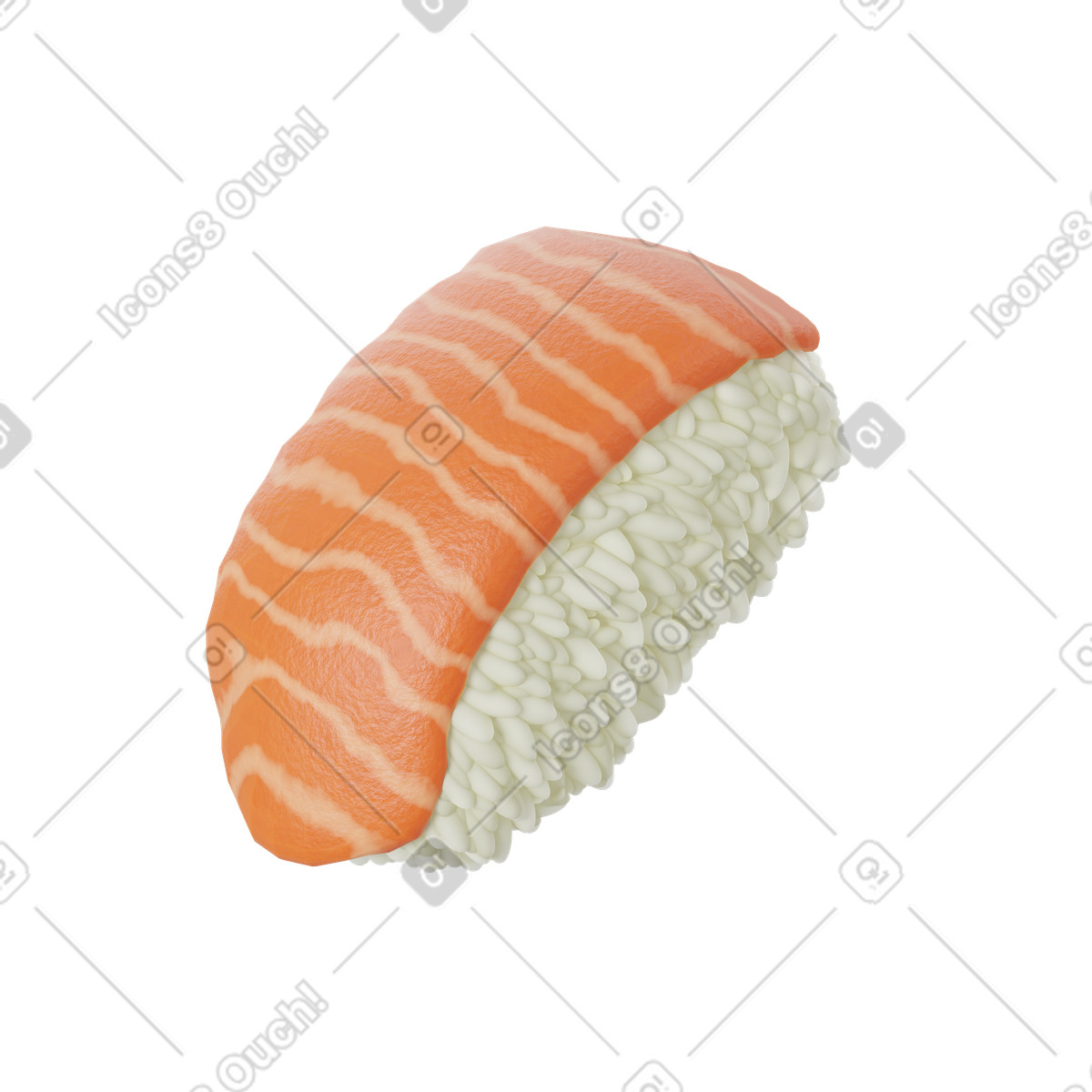 Ilustración Salmon nigiri en estilo 3D Modern a descargar en PNG y SVG