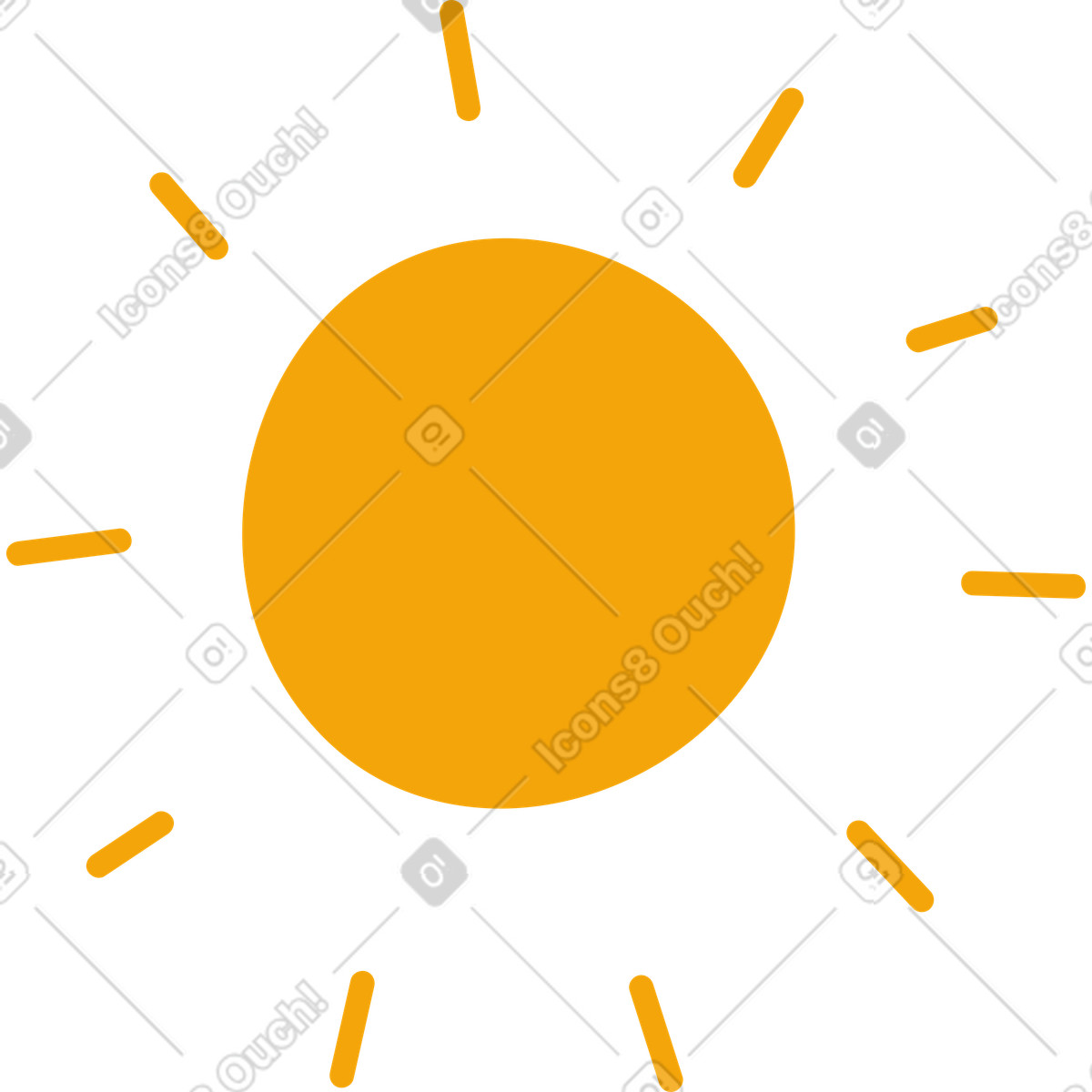 Иллюстрация Желтое солнце с лучами в PNG и SVG