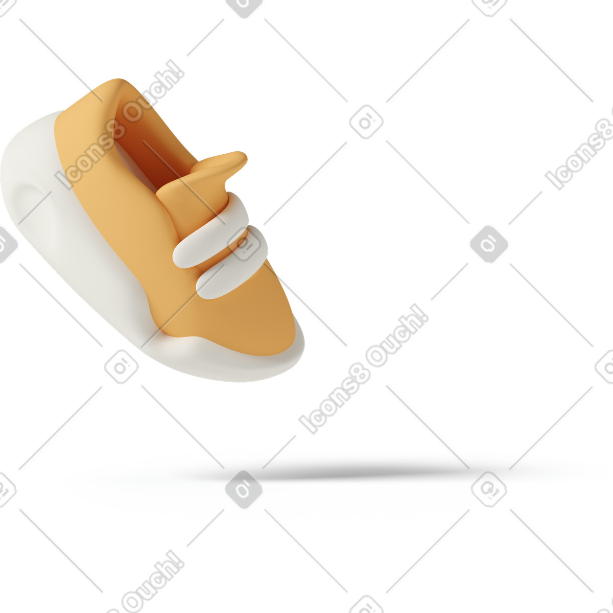 Ilustração de Single orange sneaker floating em no estilo 3D Casual life para baixar em PNG, SVG