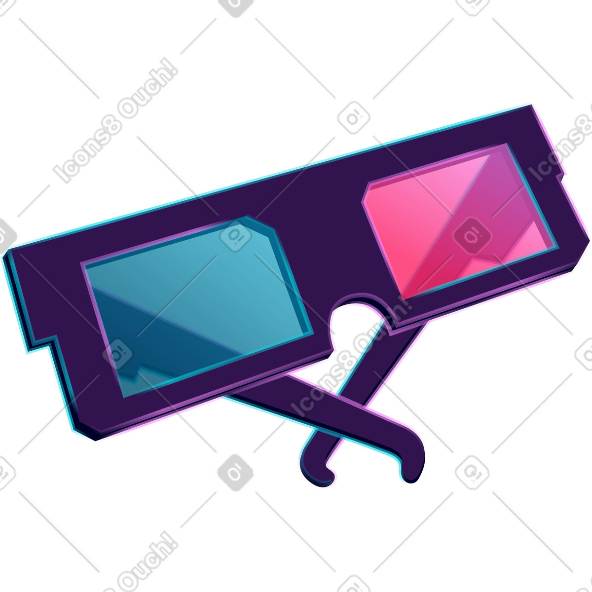 Illustration Lunettes de cinéma trois d dans le style Neon à télécharger aux formats PNG, SVG