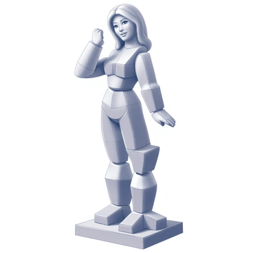 A sculpture depicting a figure resembling "Melanie Martinez". The figure is composed of various soap blocks, arranged in a way that highlights the intricate details of the face and hair. The figure stands gracefully, with one arm slightly raised as if in a playful gesture. Each soap block has distinct shapes, contributing to the overall texture of the sculpture. The ensemble creates a sense of depth and dimension in the portrayal of the character. The base of the sculpture is designed to be sturdy, supporting the weight of the blocks while enhancing the visual balance of the piece.