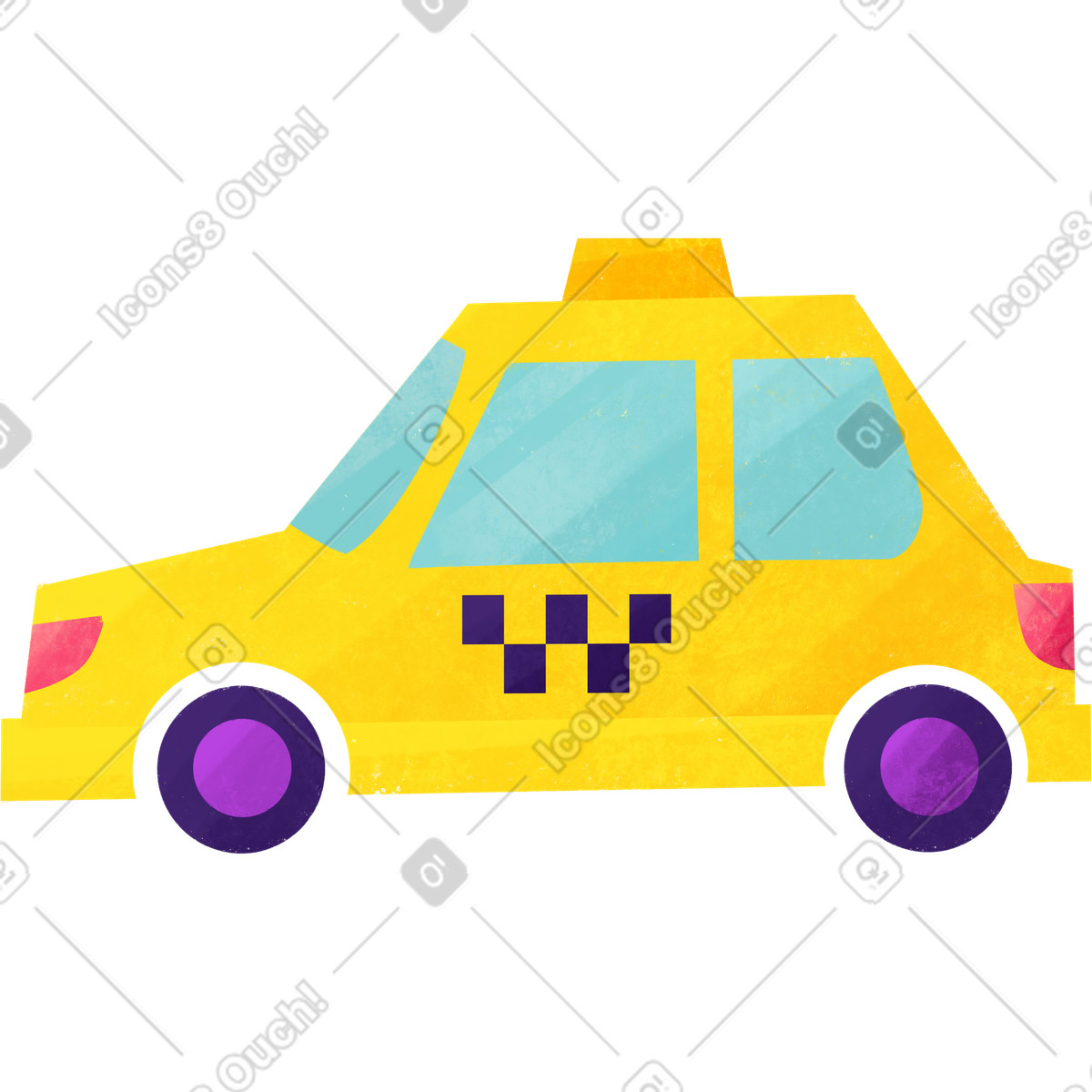 Ilustração de Taxi car yellow with checker em no estilo Bonbon para baixar em PNG, SVG