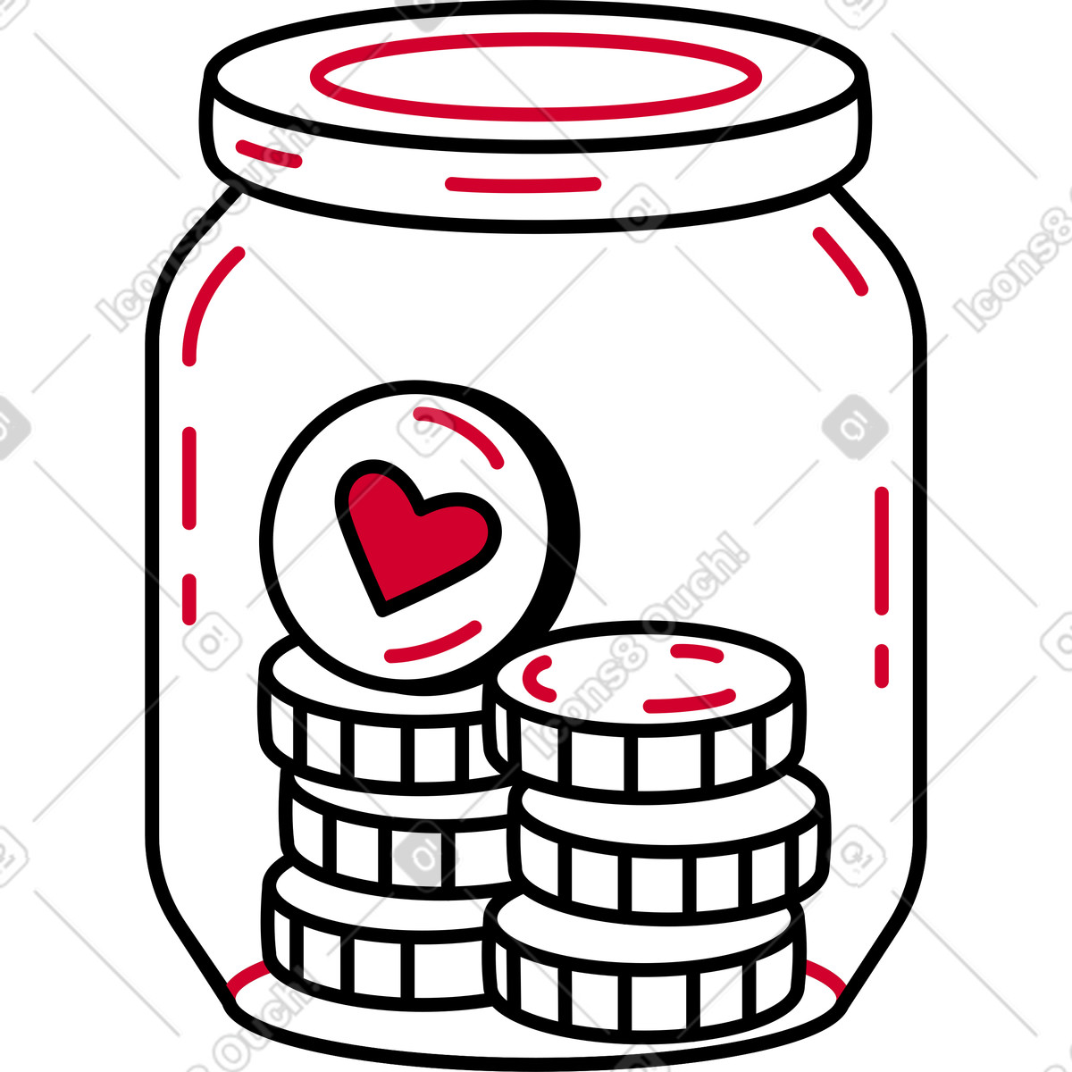 Jar of coins illustration in Ruby style download in PNG, SVG