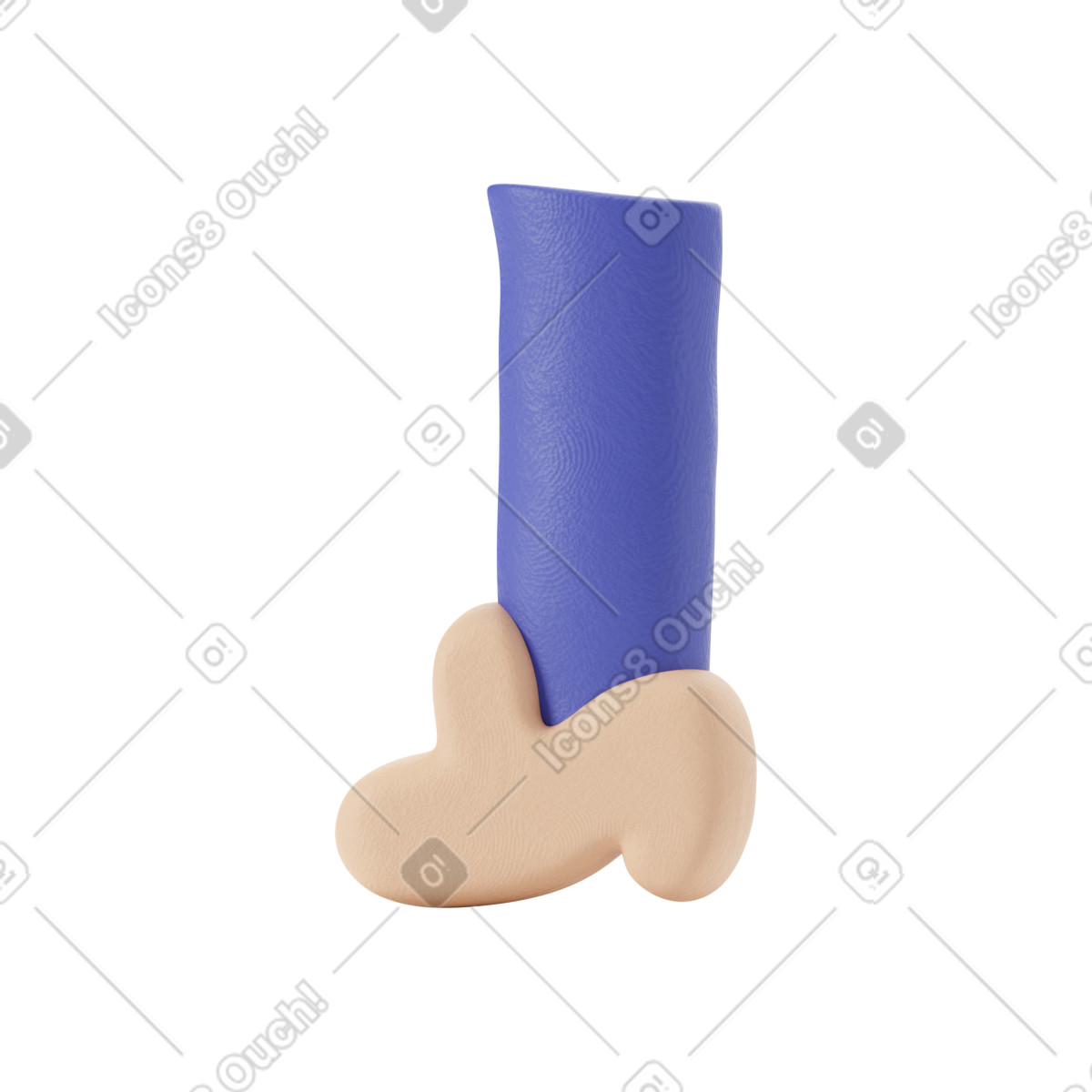 Blaue haut, linker fuß in beigem schuh-Illustration im 3D Stripy-Stil als Download PNG, SVG