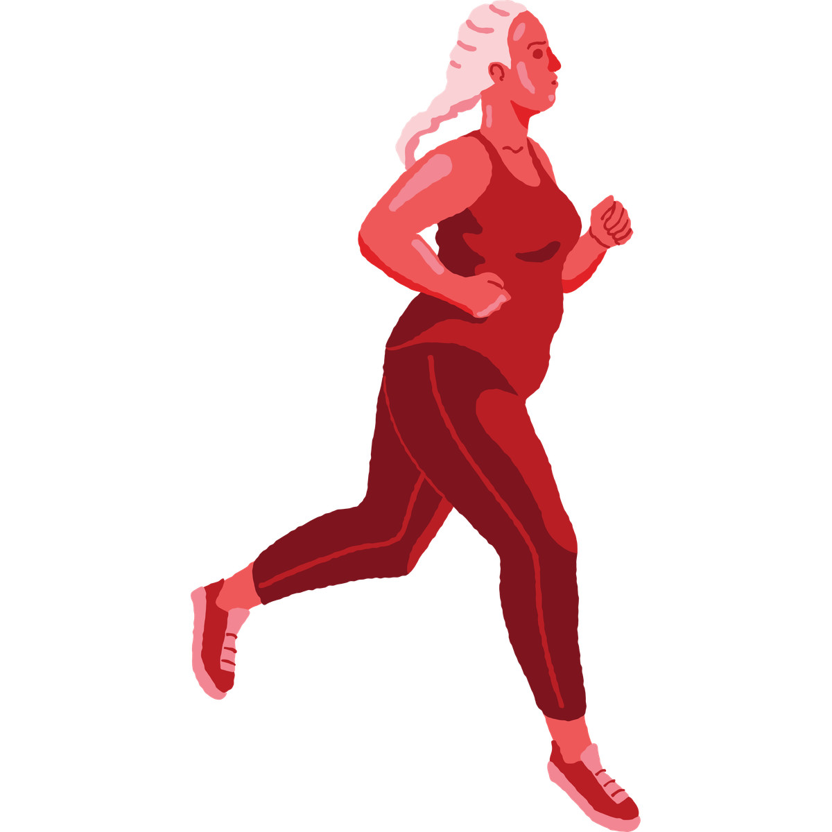 Curvy woman running illustration in Cherry style download in PNG, SVG