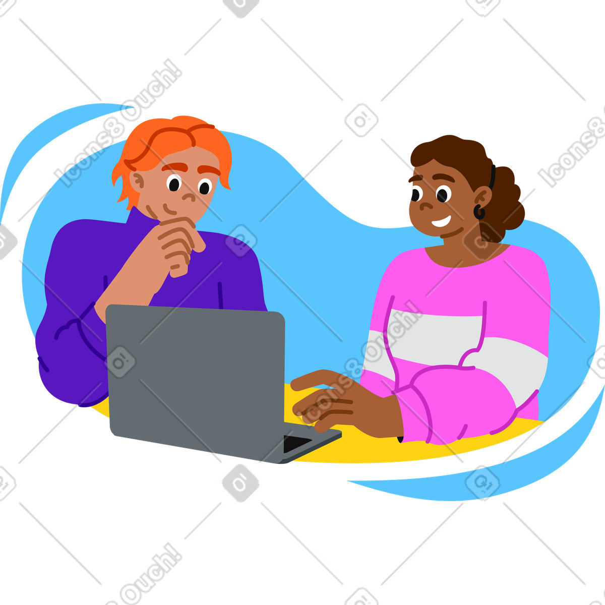 Uomo e donna che discutono idea illustrazione in stile Active scarica in PNG, SVG