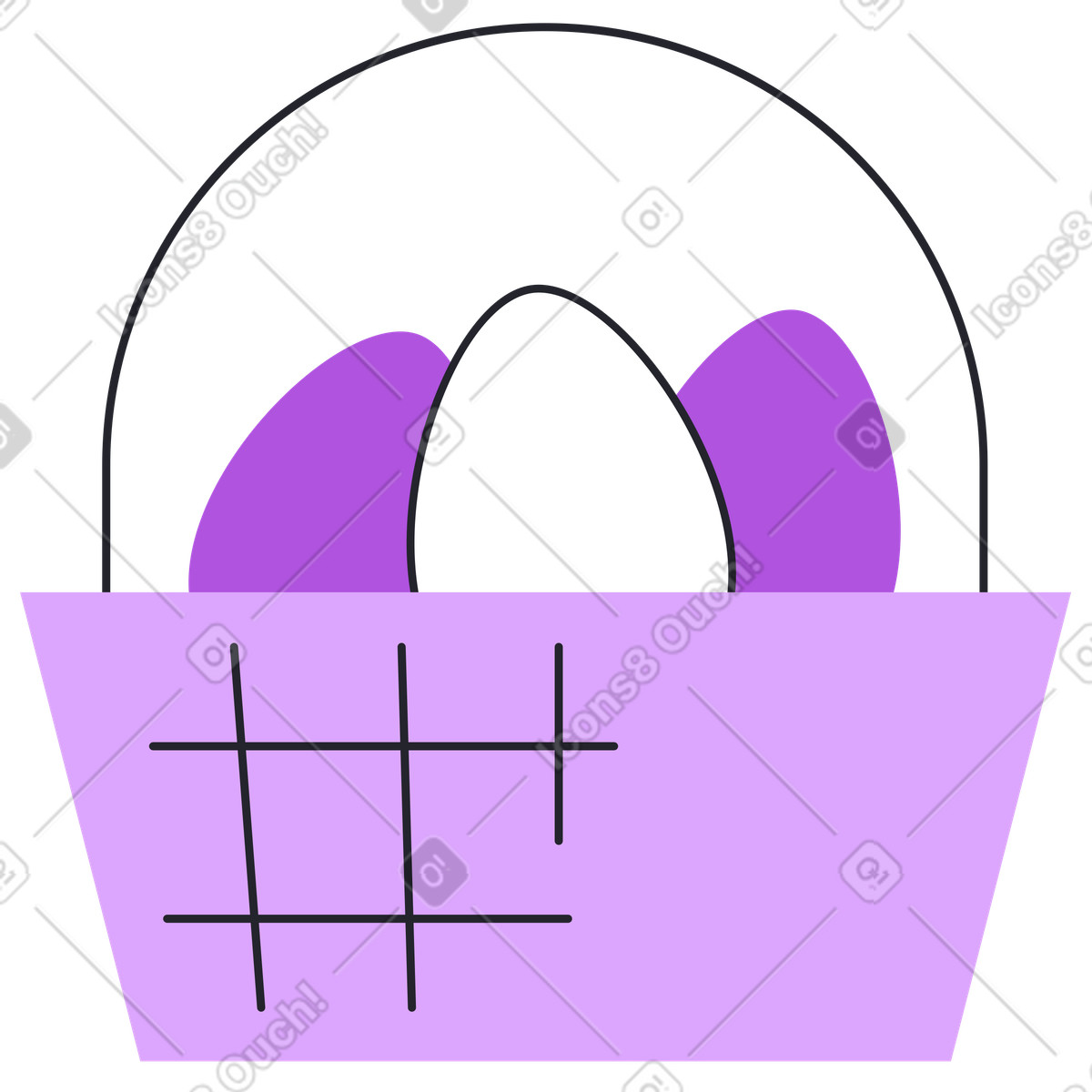 Ilustração de Cesta páscoa em no estilo Grapy para baixar em PNG, SVG