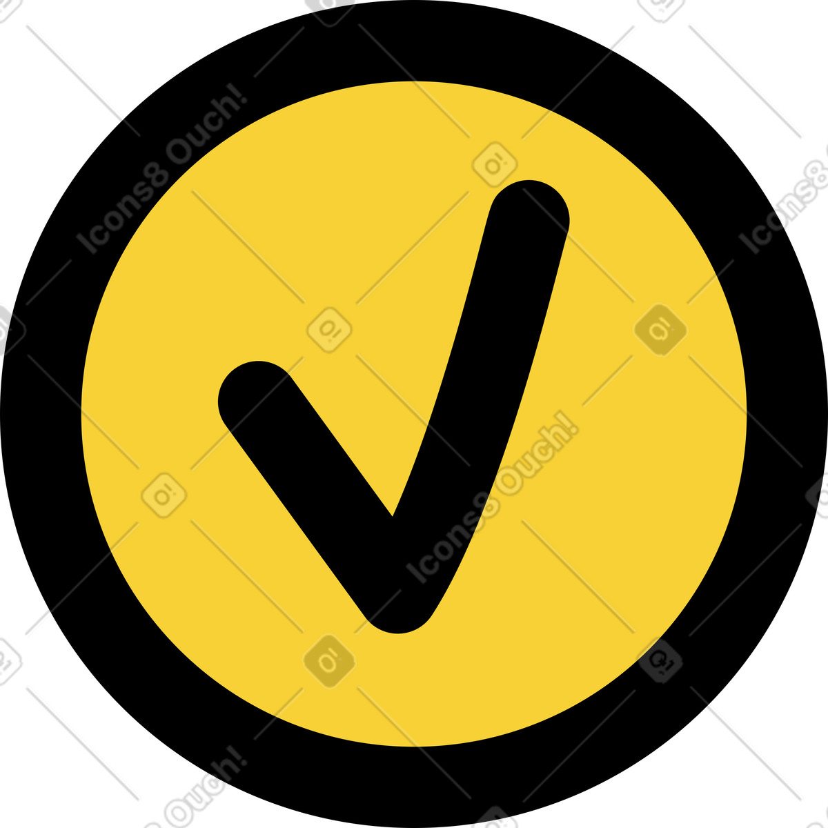 Yellow checkmark illustration in PNG, SVG