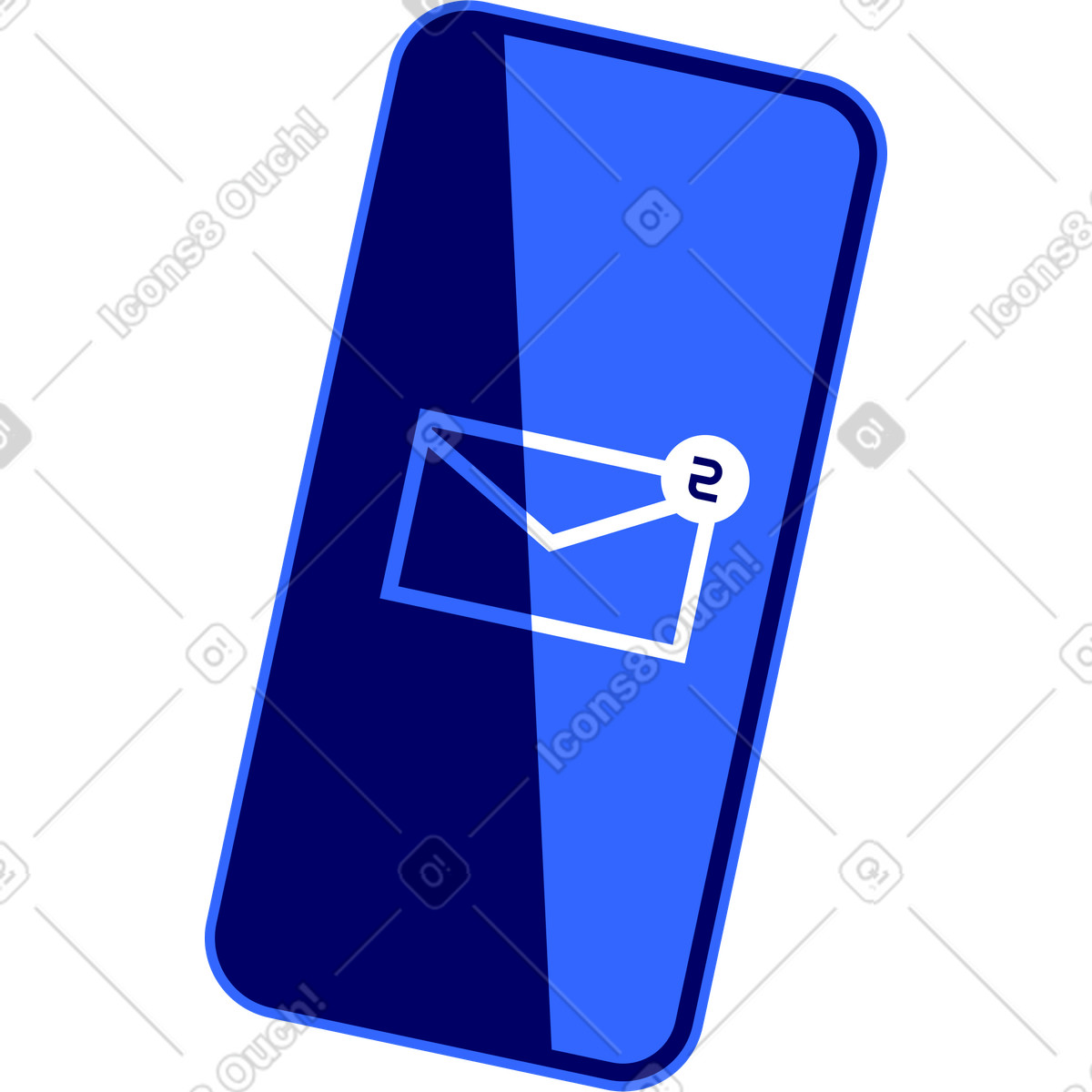 Ilustração de Smartphone com um ícone email na tela em no estilo Lounge para baixar em PNG, SVG