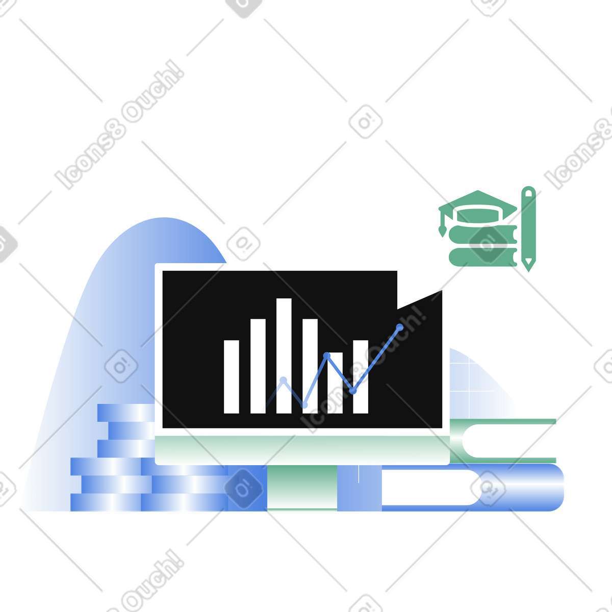 Ilustração de Curso online de business analytics em PNG e SVG