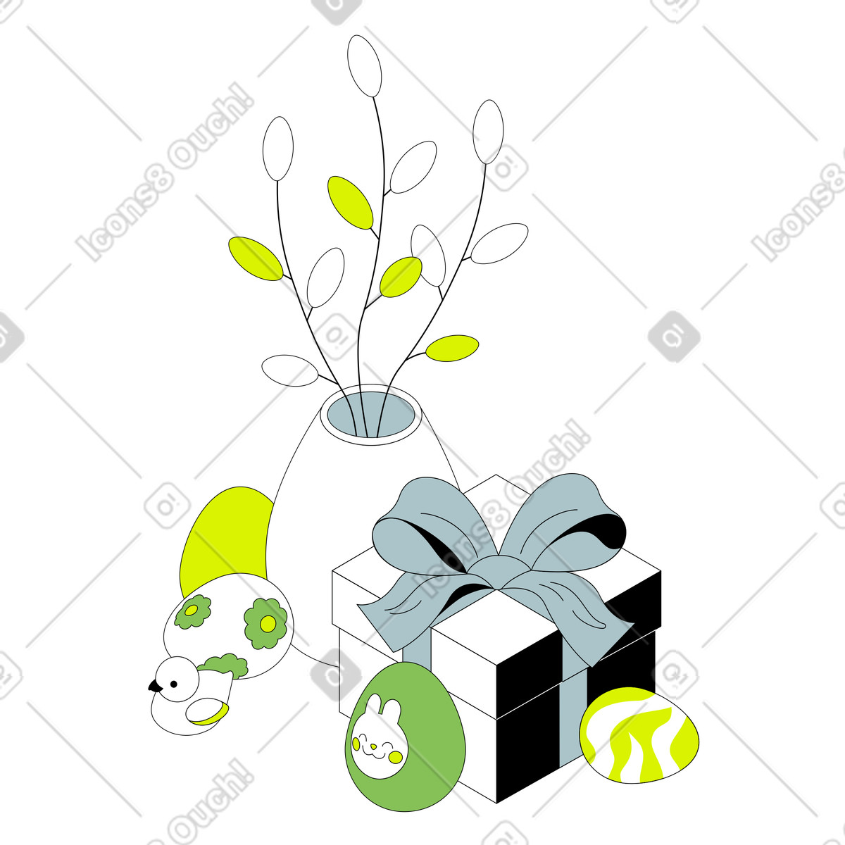 Uova di pasqua e regalo illustrazione in stile Isometric scarica in PNG, SVG