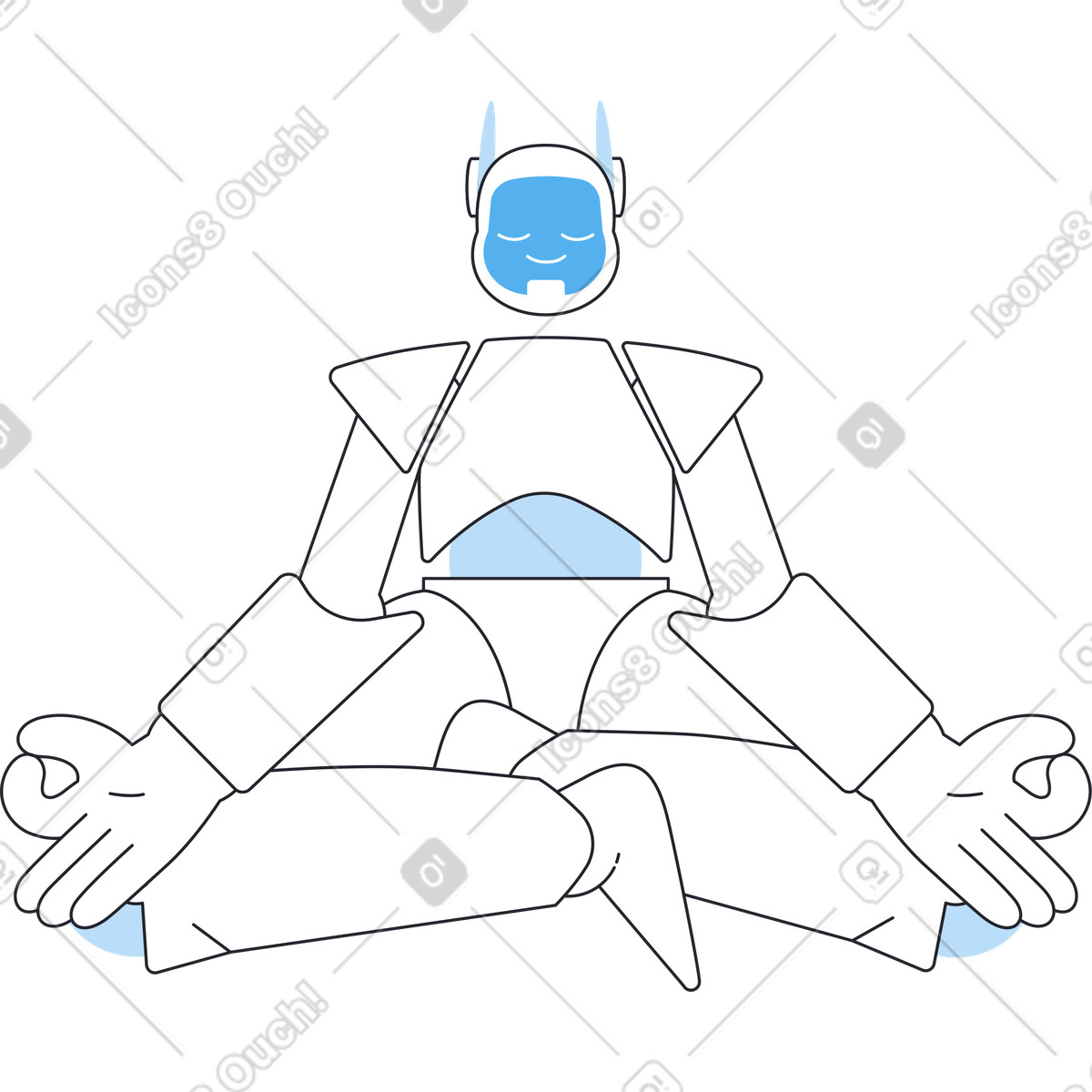 Meditierender roboter-Illustration im Boba-Stil als Download in PNG, SVG