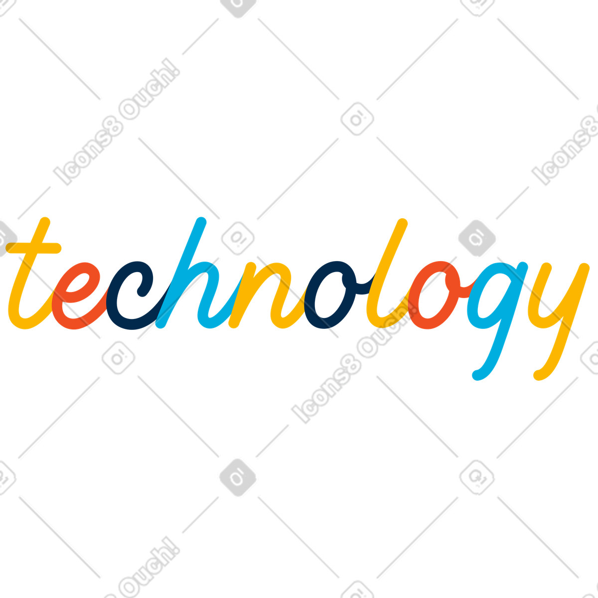 Illustration Lettering technology dans le style Flame à télécharger aux formats PNG, SVG