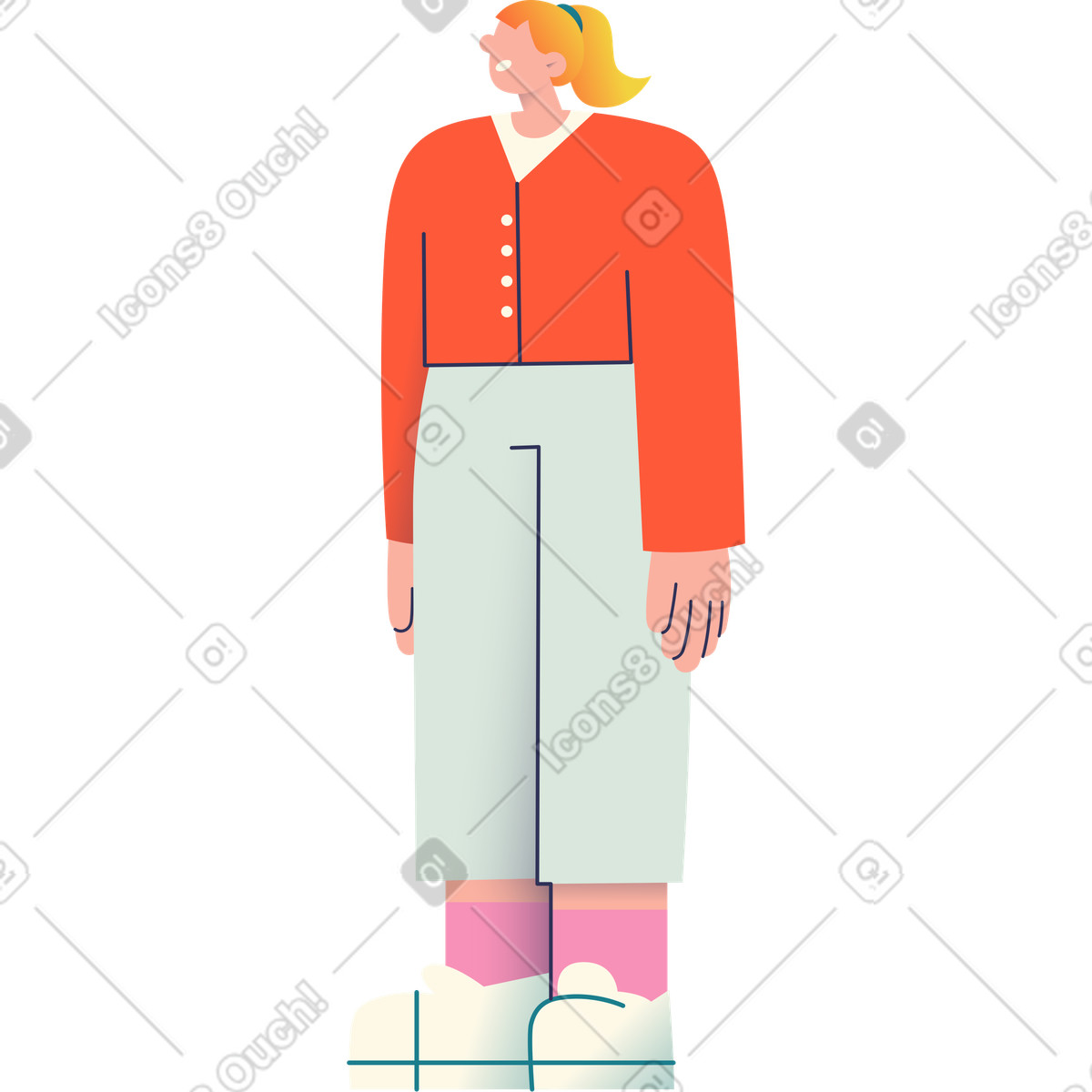 Girl standing-Illustration im Beam-Stil als Download in PNG, SVG