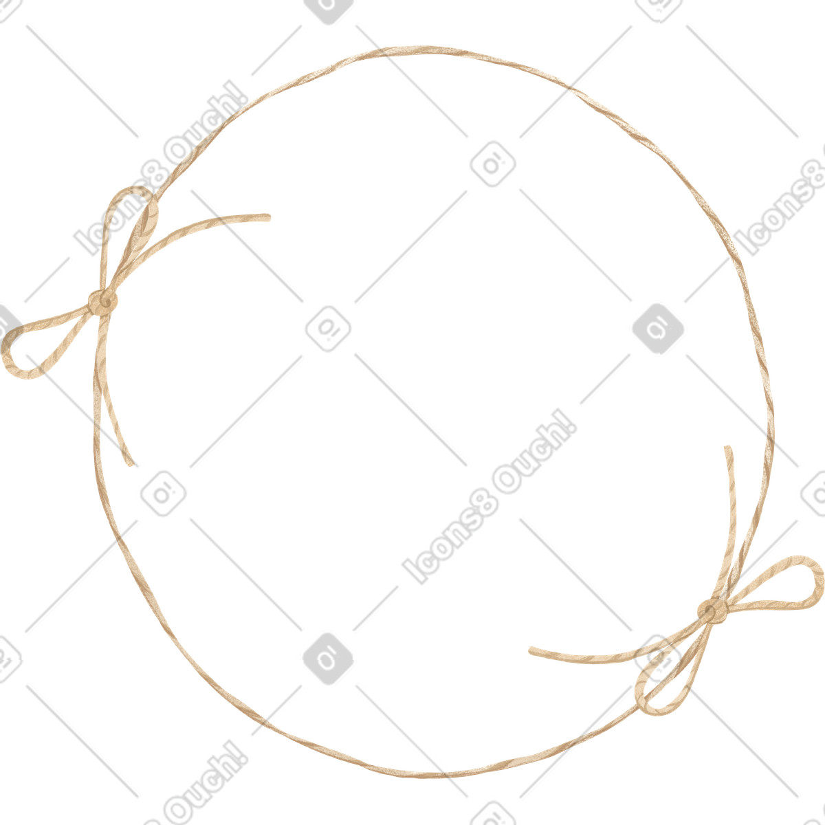 下载 Floral 风格的 带弓的圆绳框架 插画，支持 PNG、SVG 格式