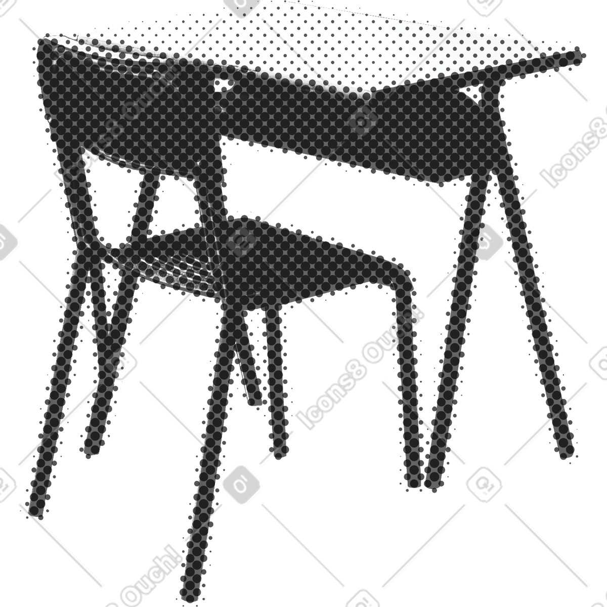 Ilustración Pupitre escolar en estilo Print a descargar en PNG y SVG