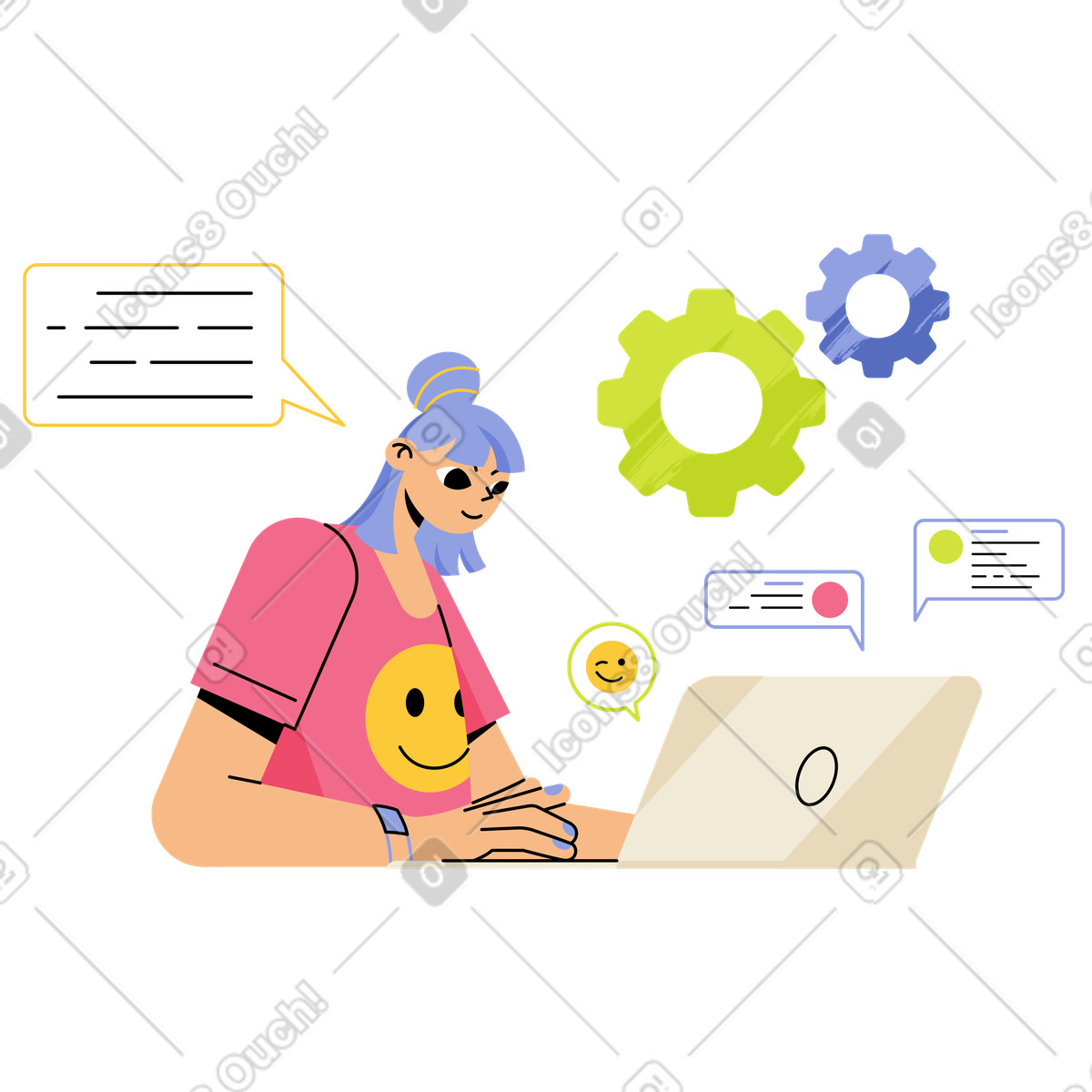 下载 Juicy 风格的 User participating in online tech talk, Remote communication and engagement 插画，支持 PNG、SVG 格式
