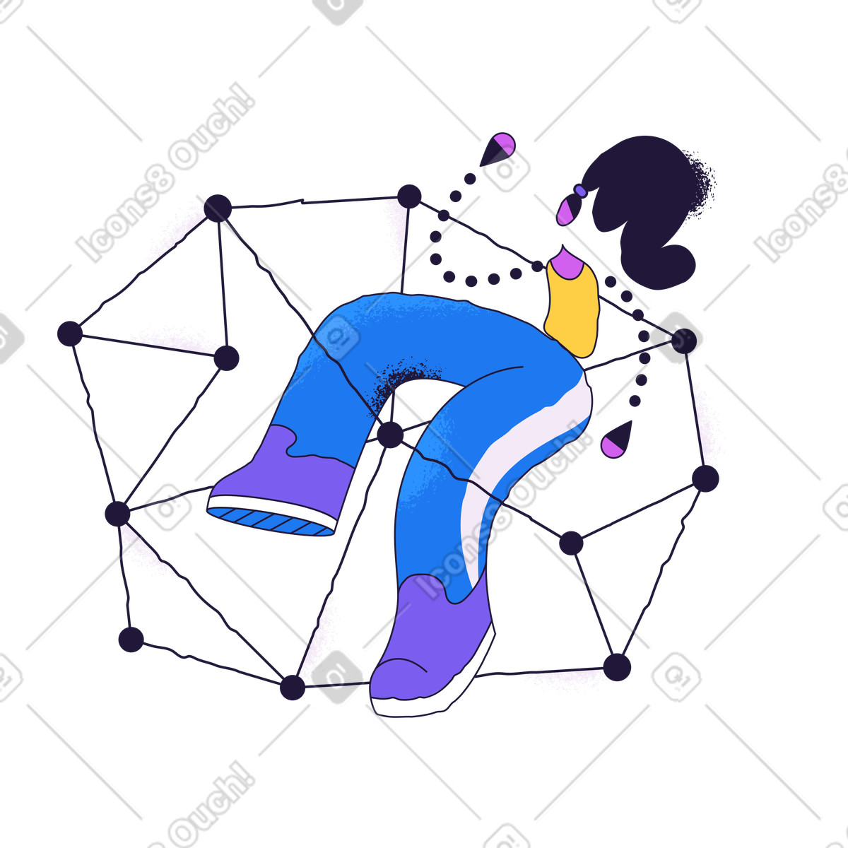 下载 Conifer 风格的 Trapped in neural network, Technical issue or bad gateway concept 插画，支持 PNG、SVG 格式