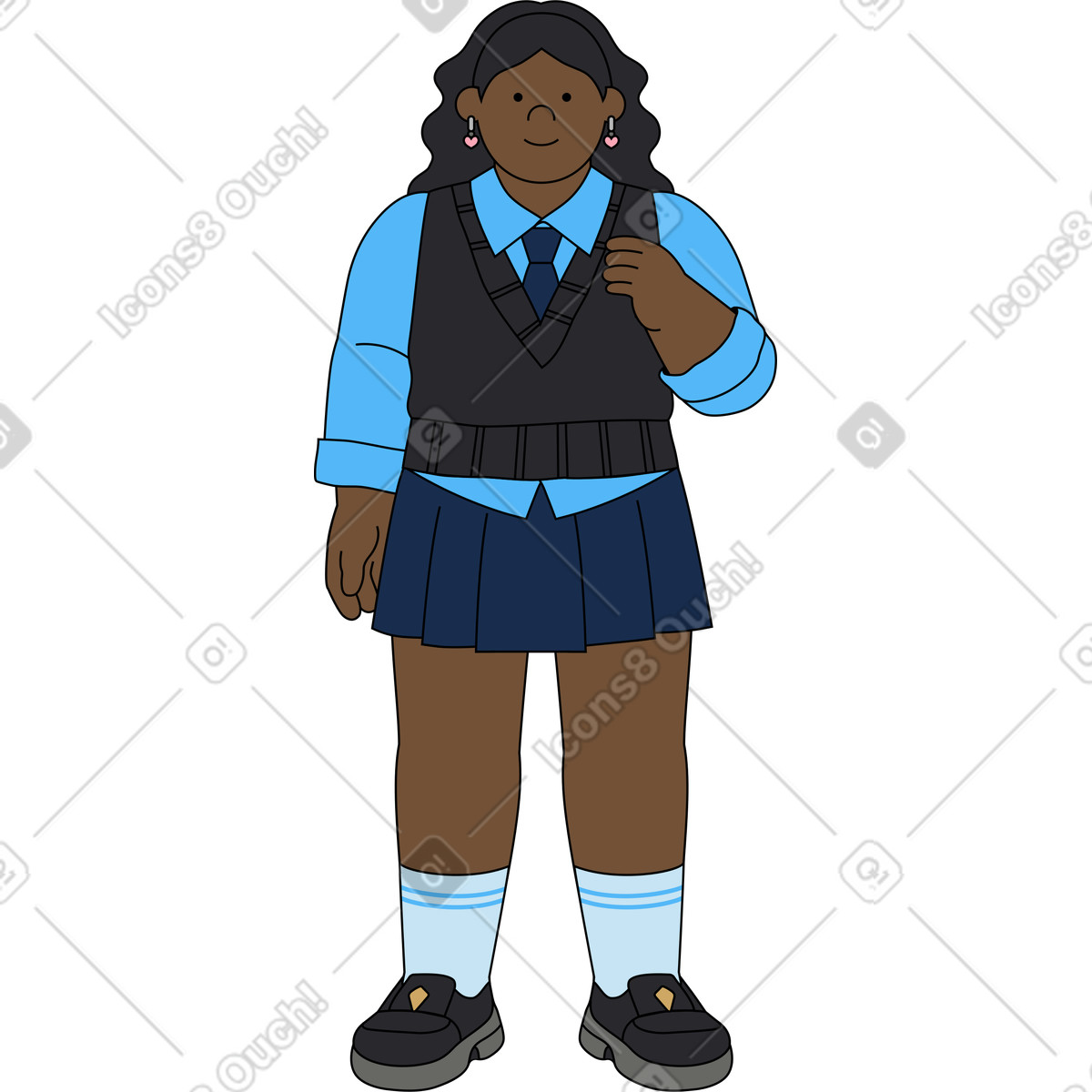 Ilustración Mujer joven sosteniendo algo en estilo Kindy a descargar en PNG y SVG
