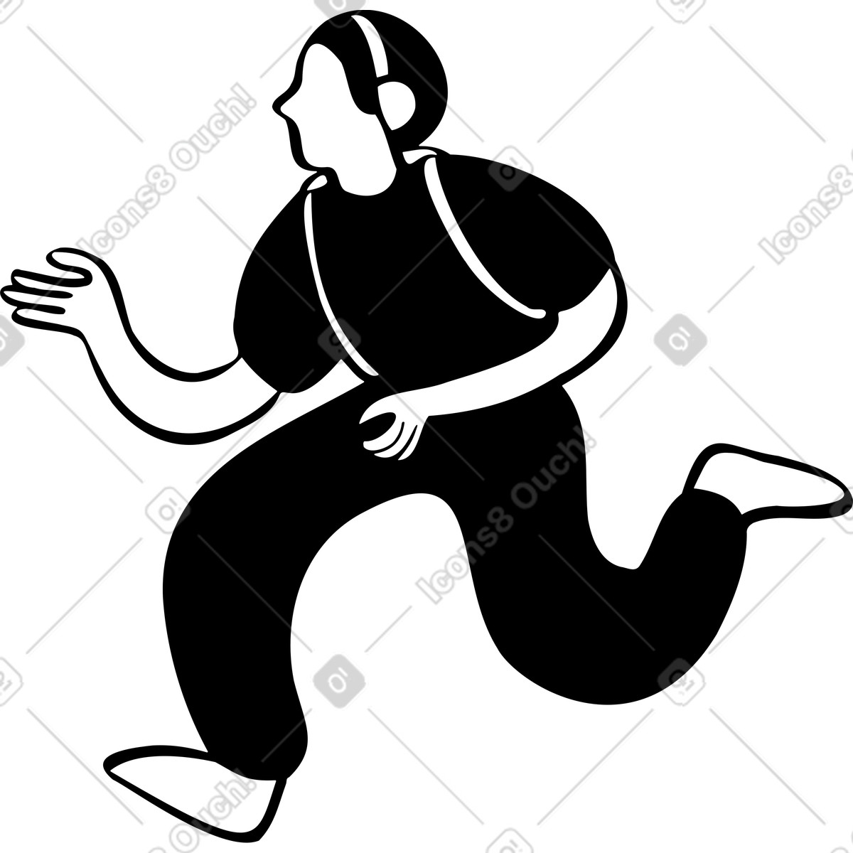 Man running with a backpack illustration in Journal style download in PNG, SVG
