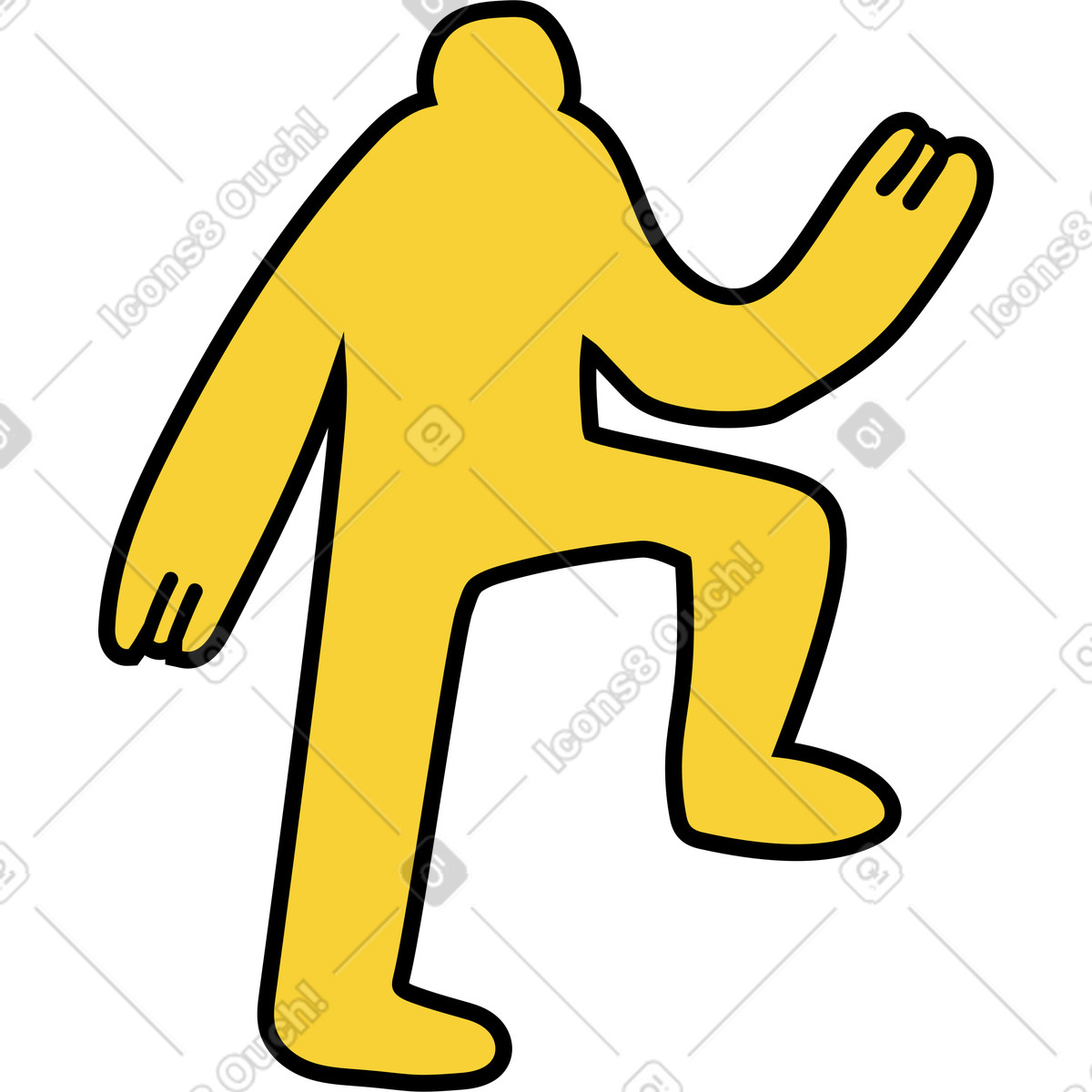 Wiggle スタイルの 歩く黄色い男 のイラストをPNG、SVG形式でダウンロード