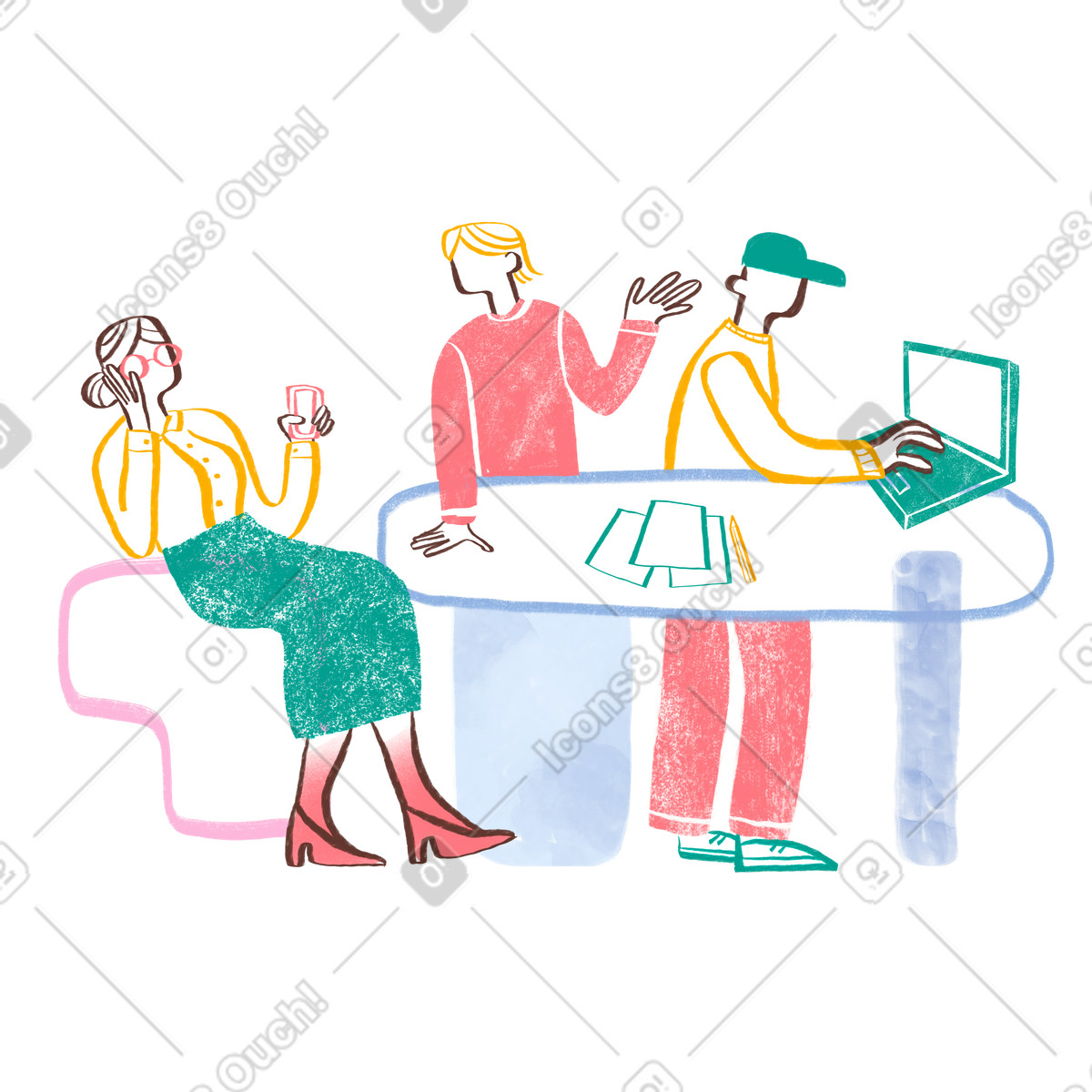 Ilustración Coworkers in a office space en estilo Company descargar en PNG y SVG