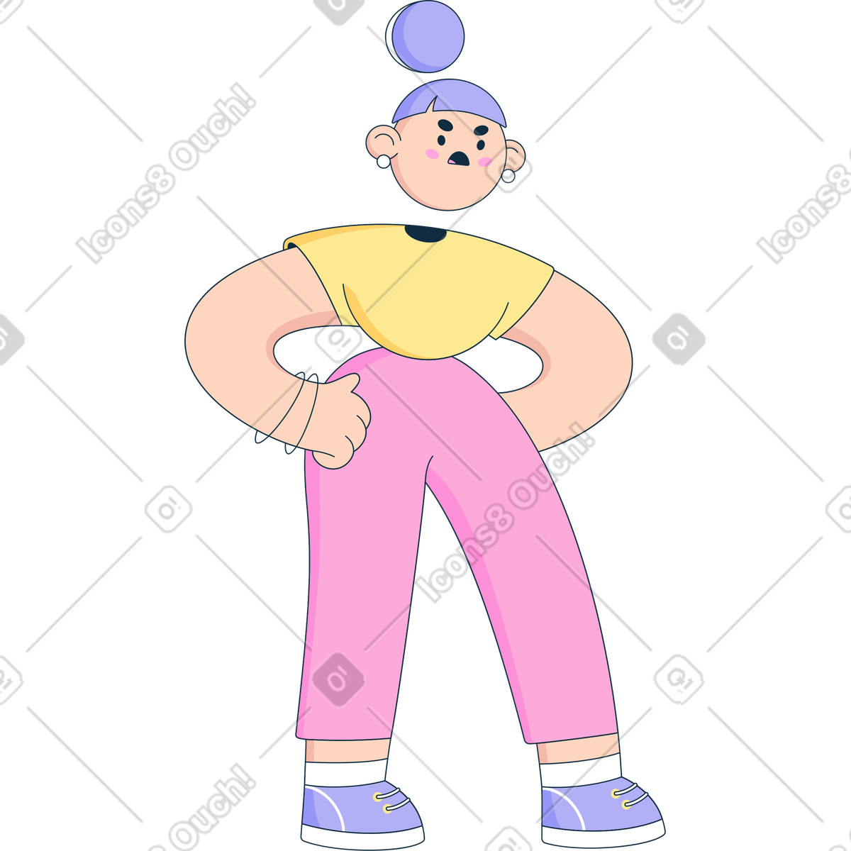 Angry woman illustration showcasing irritated emotions in vibrant clipart style