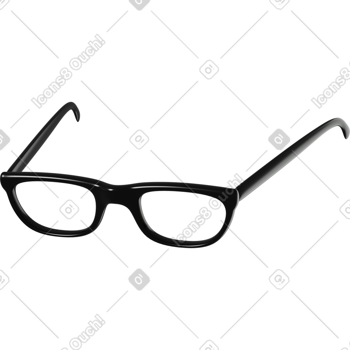 Illustration Vue de face lunettes noires dans le style 3D Business à télécharger aux formats PNG, SVG