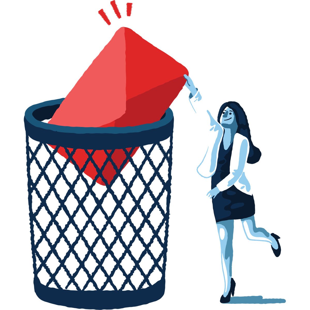 Ilustración Girl trashed mail successfully en estilo Cherry a descargar en PNG y SVG