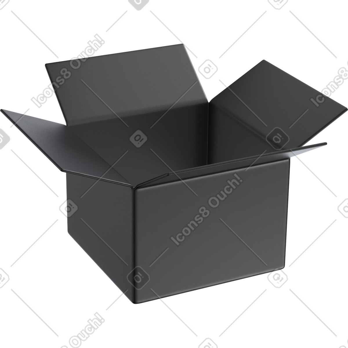 Ilustración Shipping open black carton box ready for delivery or storage en estilo 3D Pro a descargar en PNG y SVG